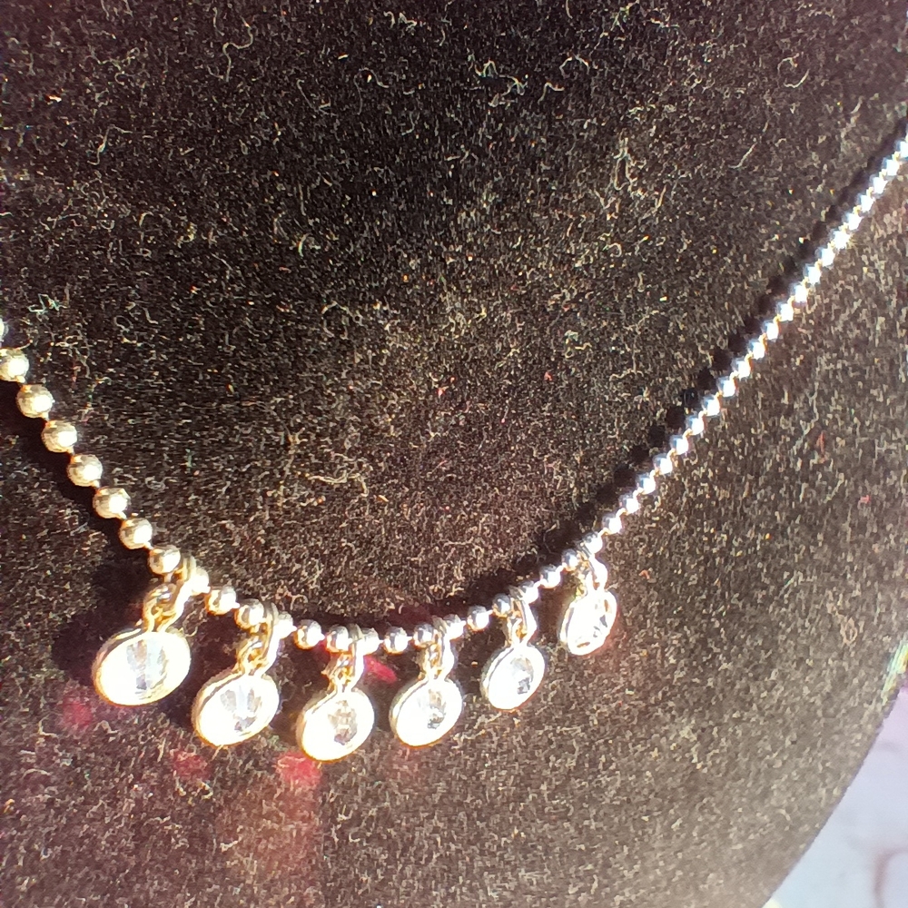 .925 Silver & 6 CZ Italian Necklace - Picture 9 of 9
